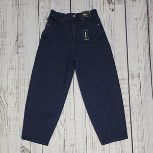 Express Women's Size 2 Balloon Leg Super High Rise Dark Wash Chic Denim Jeans